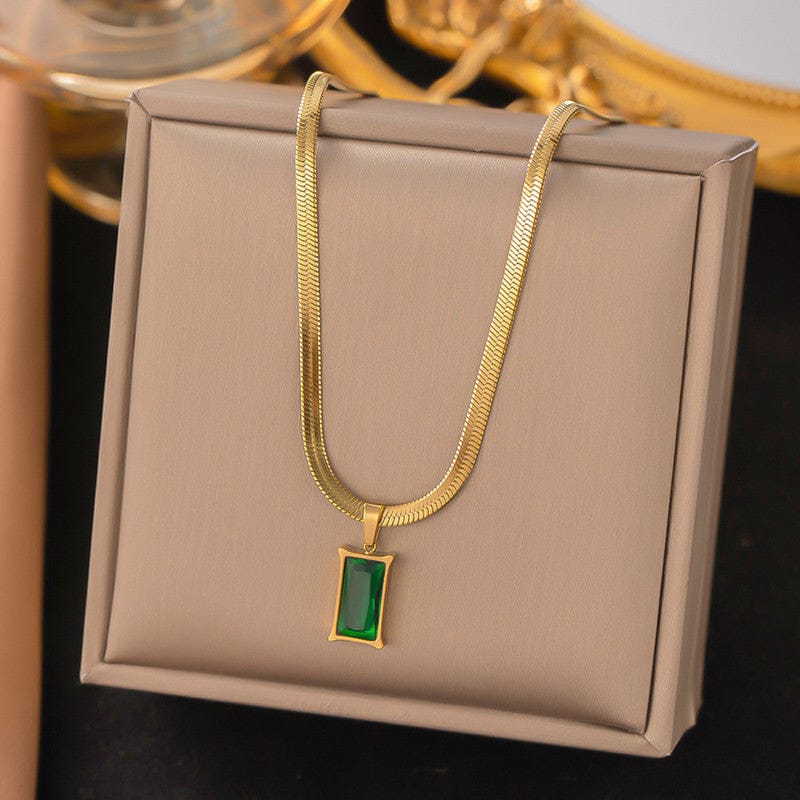 Emerald Herringbone Necklace