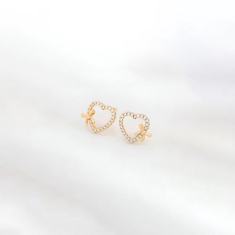 Gold-Plated Heart Themed AD Studded Stud Earrings