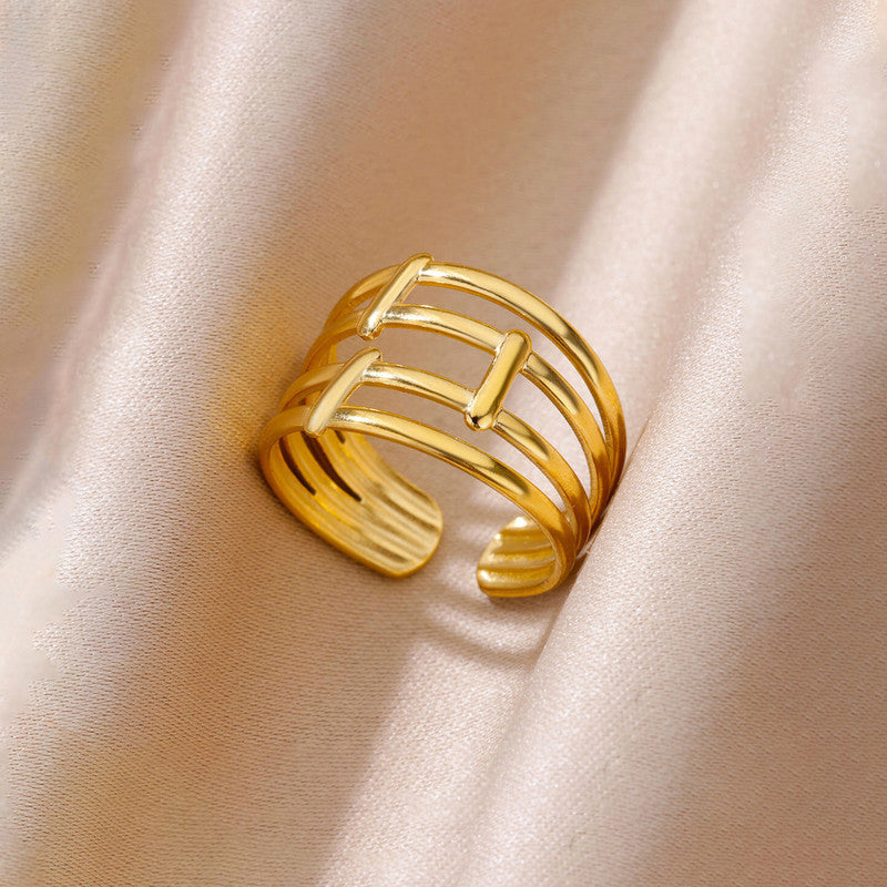 Gold plated anti-tarnish contemporary ring
