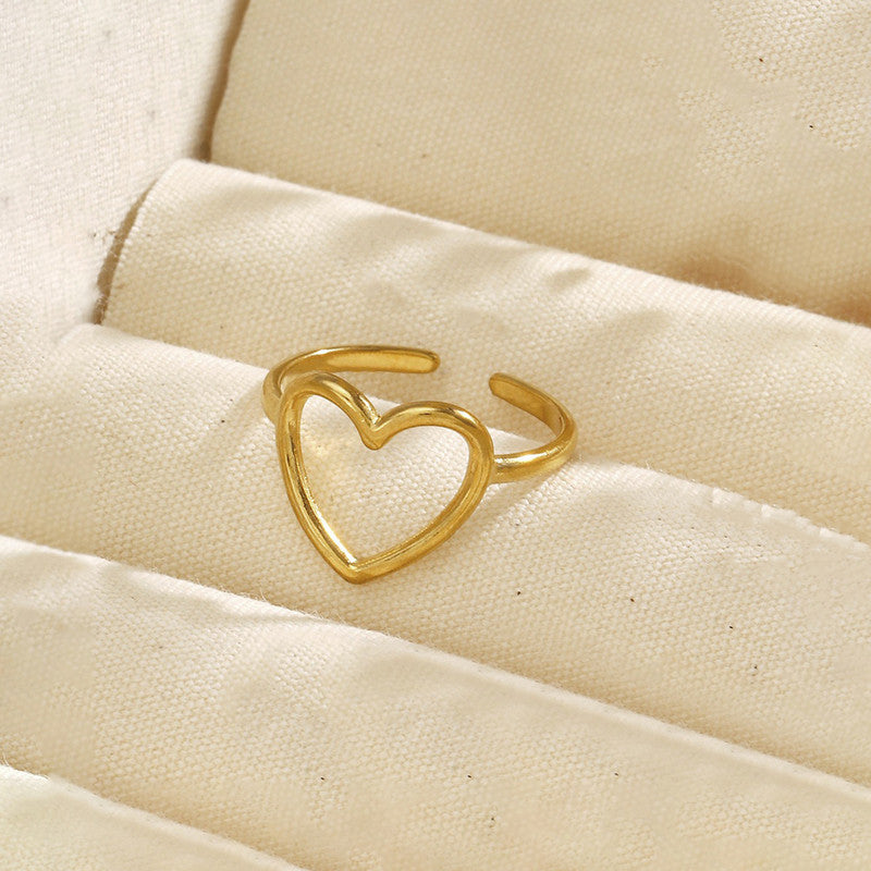 Heart shape cute gold plated ring