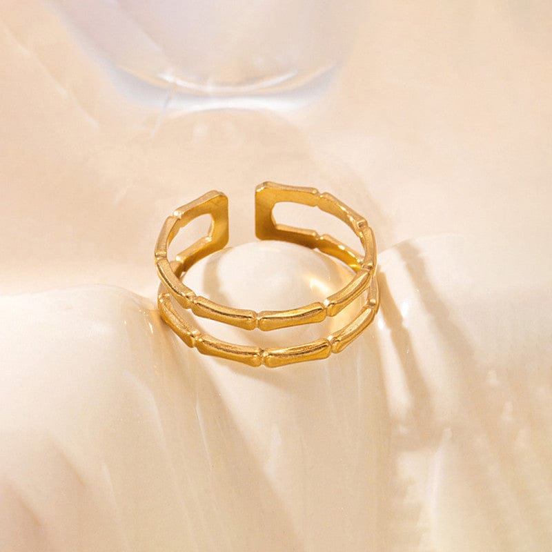 Elegant Gold Bamboo Joint Open Ring