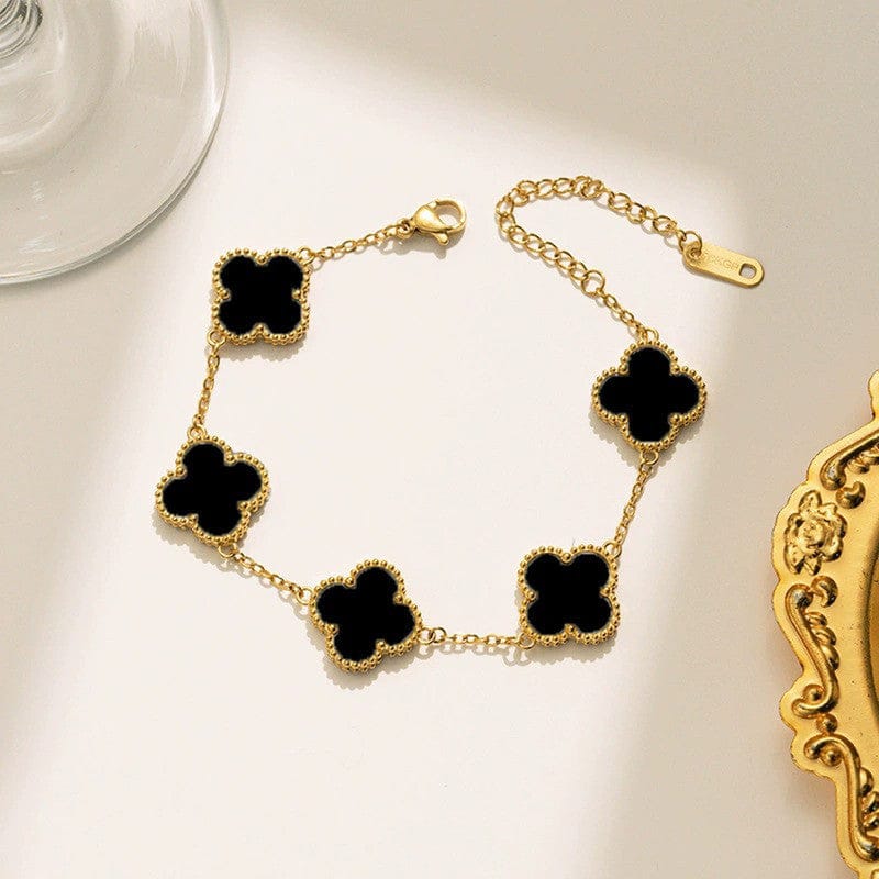 Vintage Clover Inlay Chain Bracelet