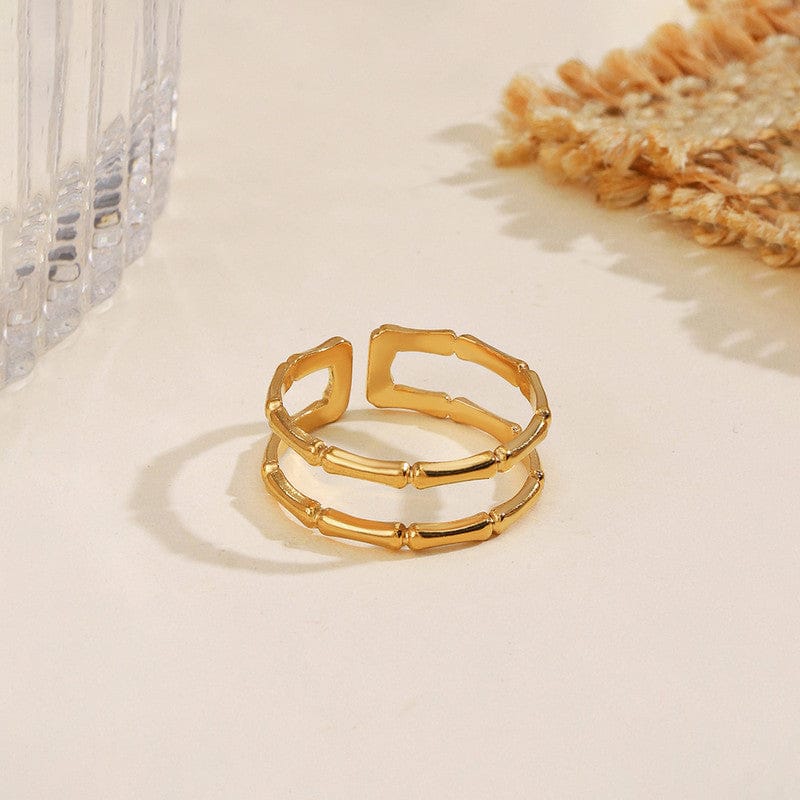 Elegant Gold Bamboo Joint Open Ring