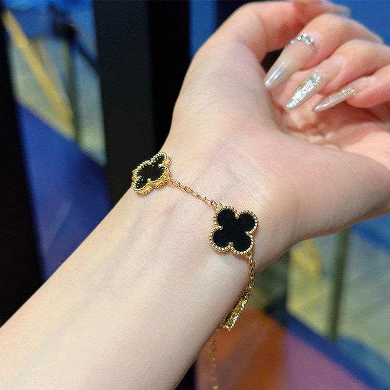 Vintage Clover Inlay Chain Bracelet