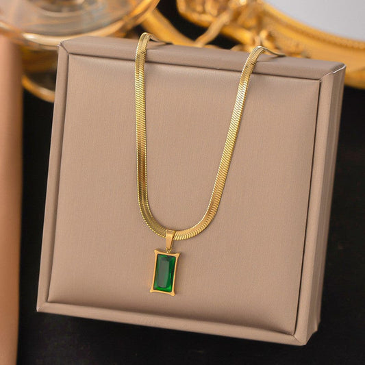 Emerald Herringbone Necklace