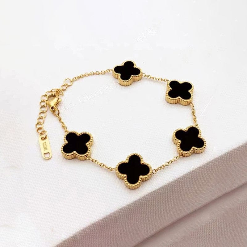 Vintage Clover Inlay Chain Bracelet