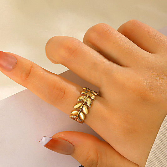 Gold plated leaf pattern ring
