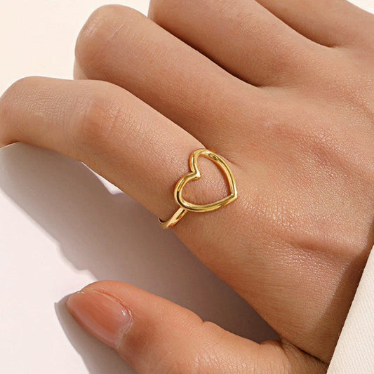 Heart shape cute gold plated ring