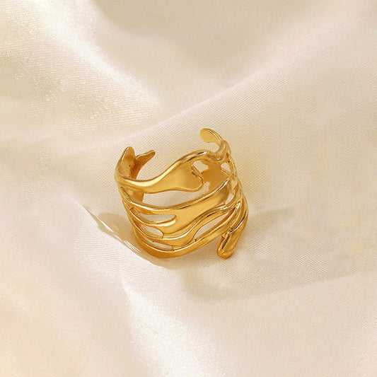 Gold-Plated Anti Tarnish Stainless Steel Contemporary Adjustable Ring