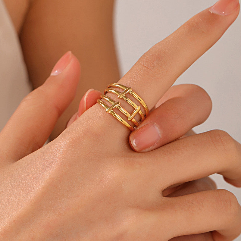 Gold plated anti-tarnish contemporary ring