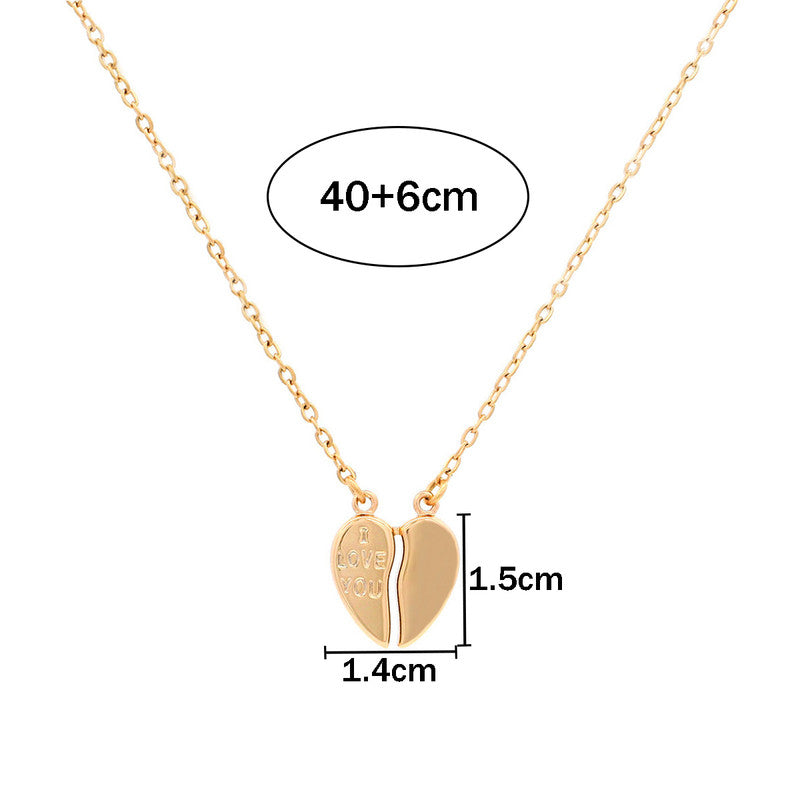 Gold Plated Gold Toned Broken Heart Themed Contemporary Pendant With Chain