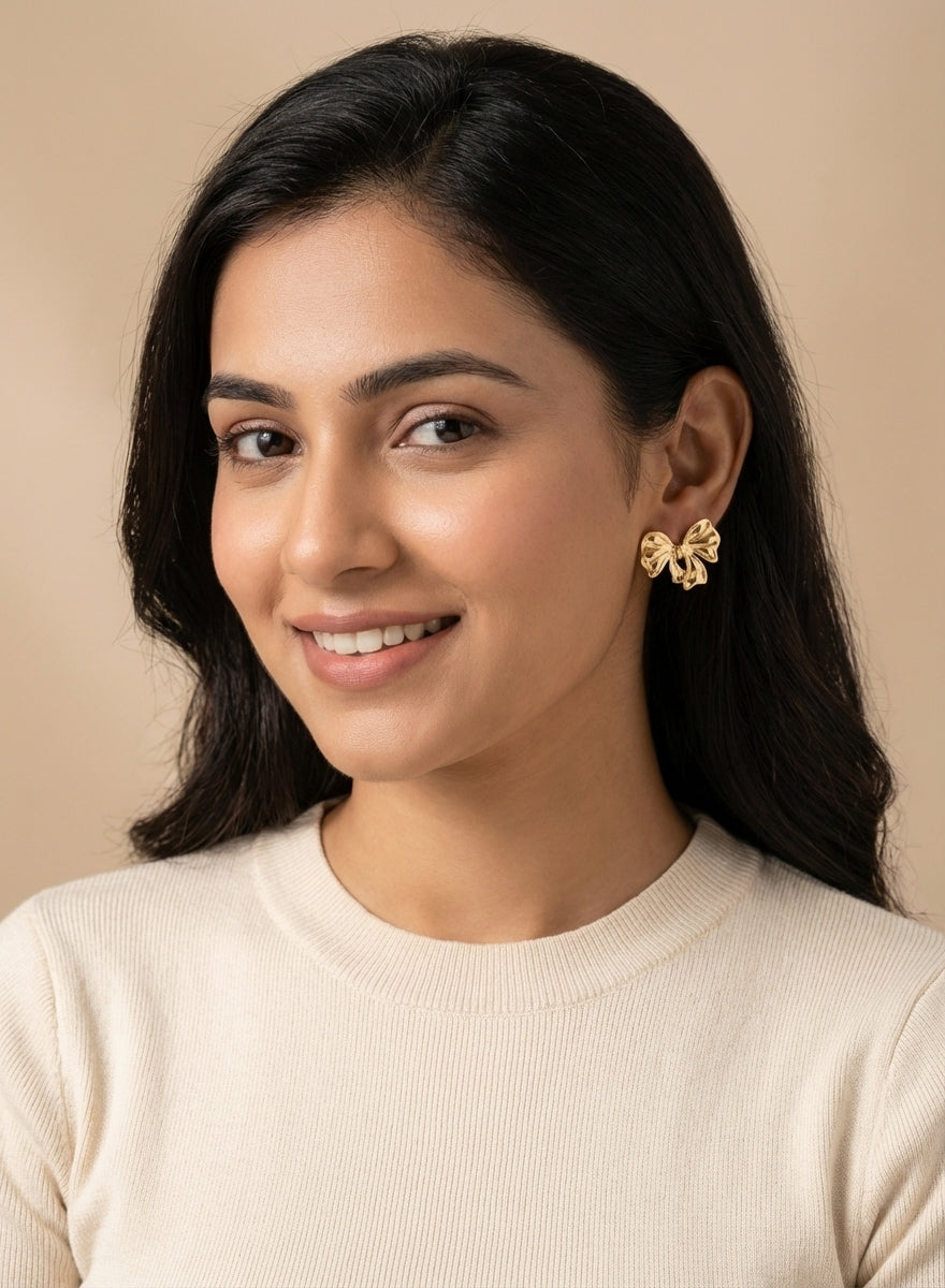Anti-Tarnish Bow Stud Earrings