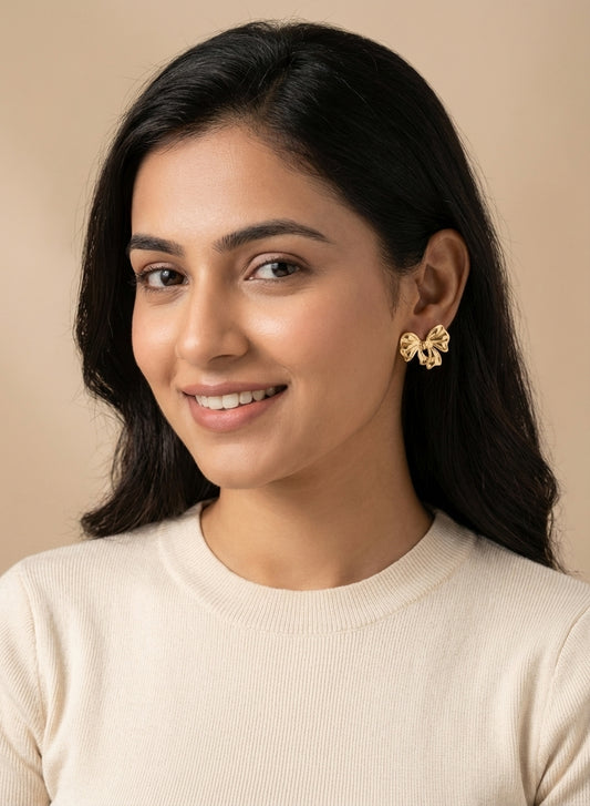 Anti-Tarnish Bow Stud Earrings