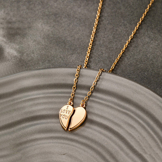 Gold Plated Gold Toned Broken Heart Themed Contemporary Pendant With Chain