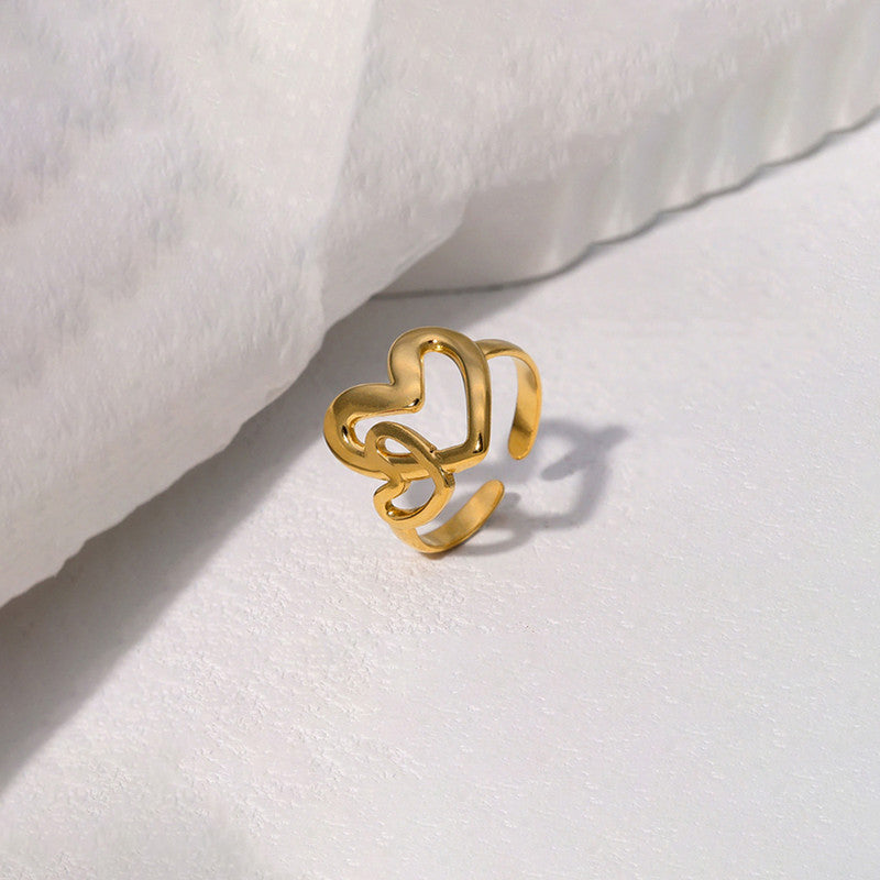 Gold plated Double Heart ring