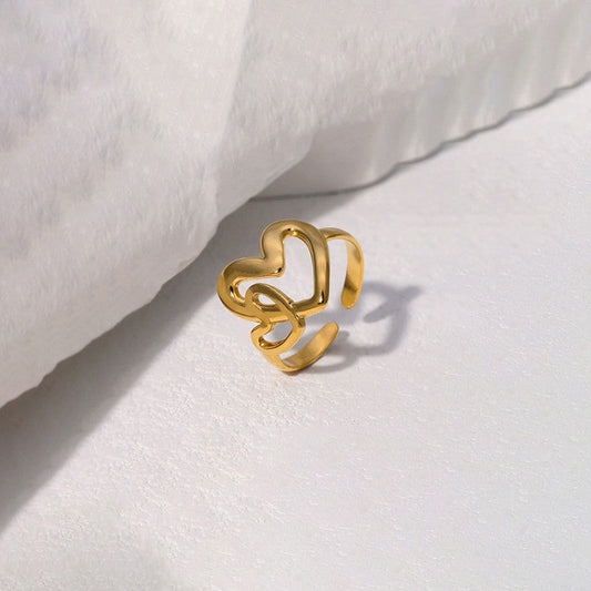 Gold plated Double Heart ring