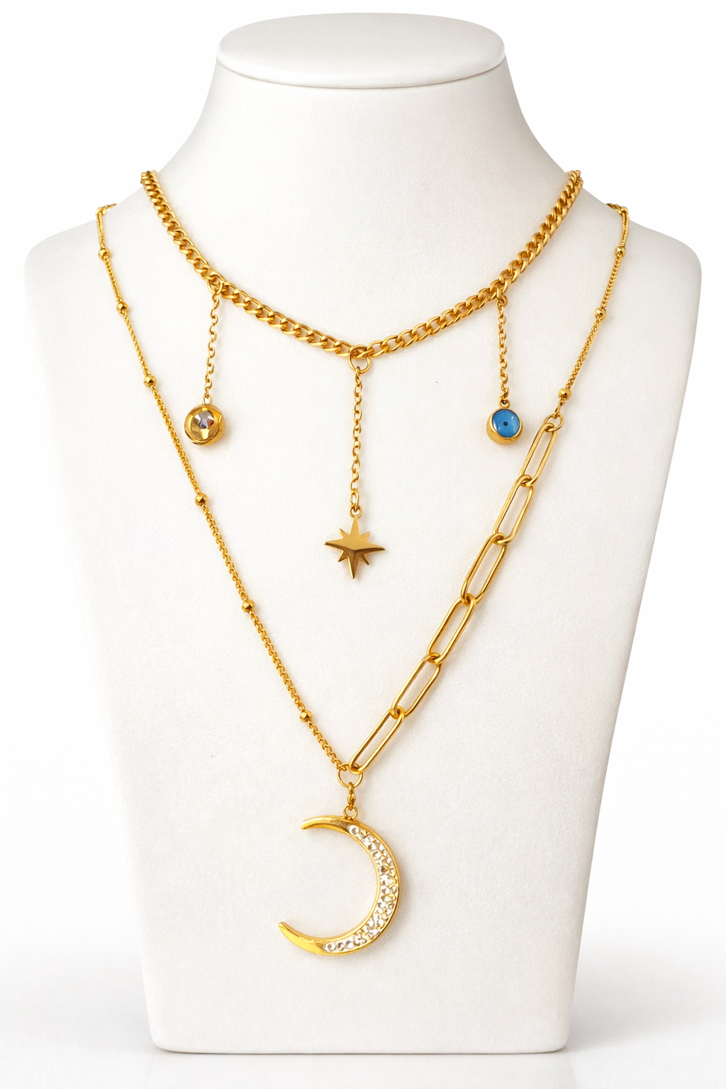 Double layered charm necklace