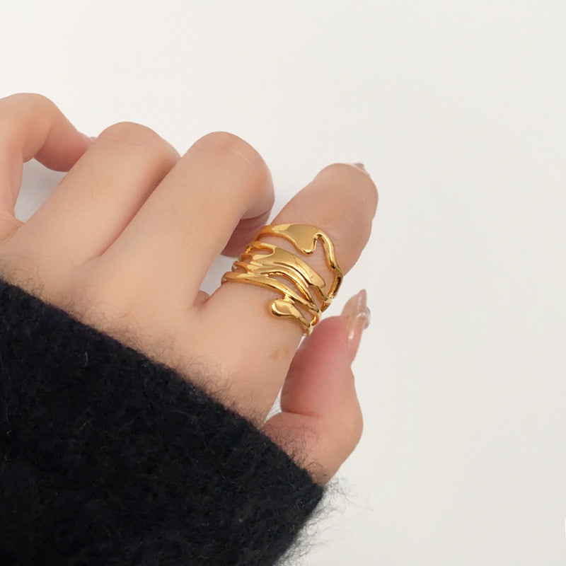 Gold-Plated Anti Tarnish Stainless Steel Contemporary Adjustable Ring