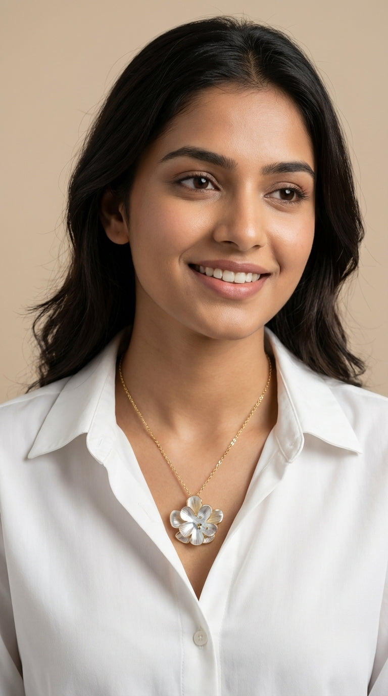 Anti-Tarnish Floral Pendant Necklace