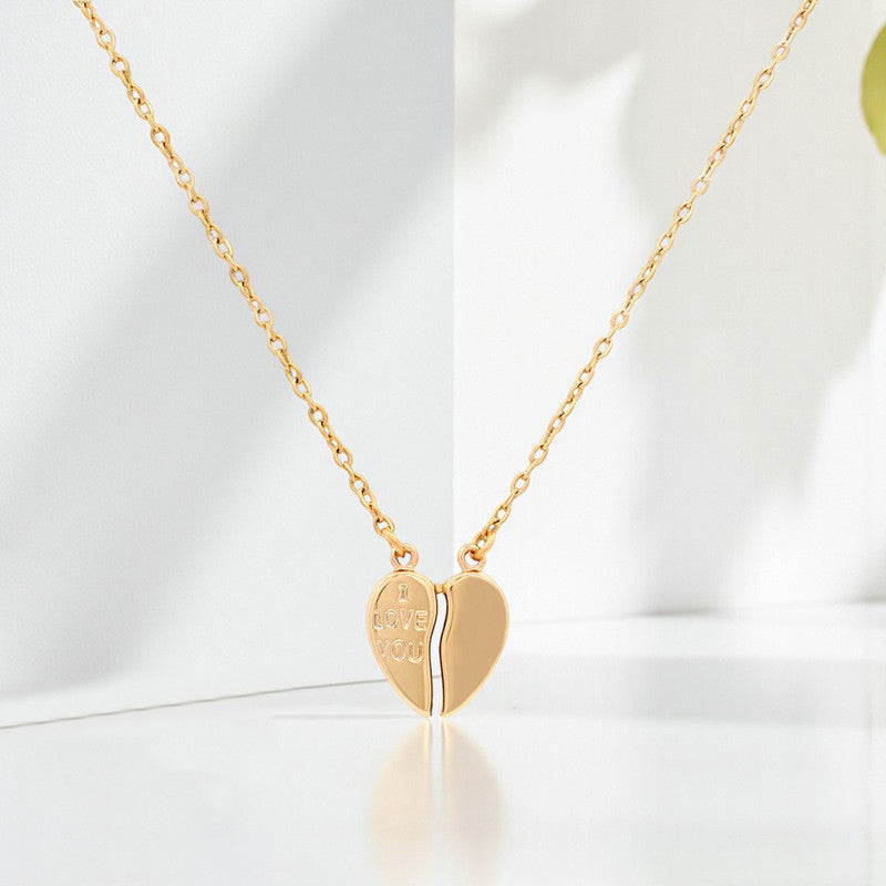 Gold Plated Gold Toned Broken Heart Themed Contemporary Pendant With Chain